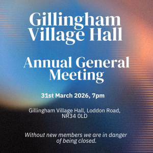 CHARITY PRIZE BINGO SATURDAY 8th NOVEMBER banner Gillingham Village Hall AGM